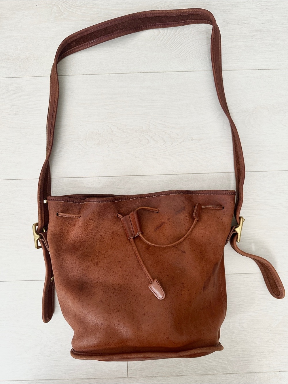 Vtg Coach 9952 Lula's Legacy Drawstring Bucket Leather Bag in British Tan - Picture 15 of 16